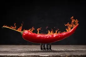Küchenrückwand mit scharfen Chilis