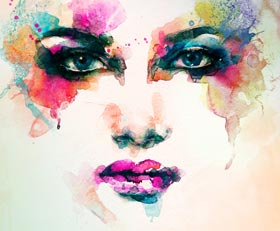 Küchenrückwand Plexiglas Aquarell Gesicht