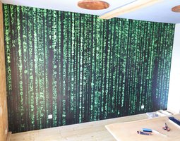 Fototapete Grüner Matrix Code Digitaler Datenstrom